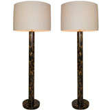 Pair of Horn Veneer Column Floor Lamps