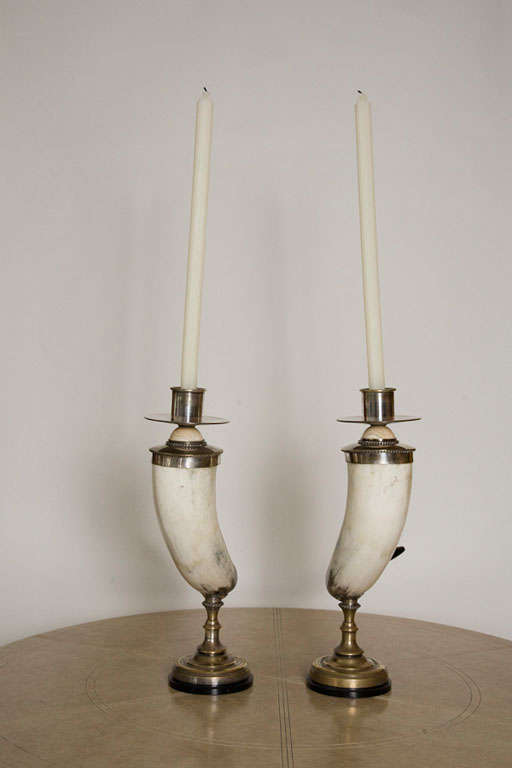 Pair of Decorative Horn Candlesticks by Anthony Redmile 1