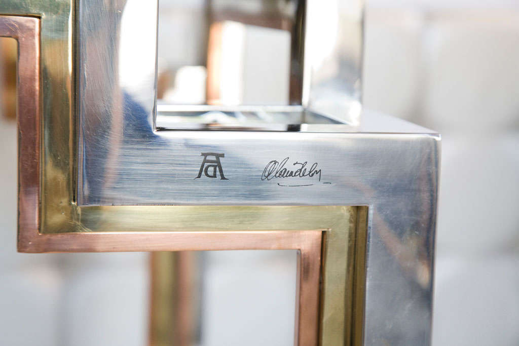 French Tri-Metal Backgammon Table by Alain Delon for Maison Jansen