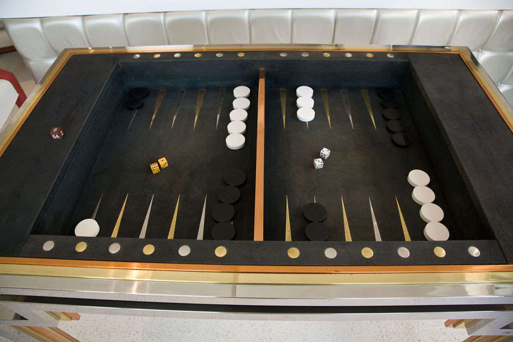 Chrome Tri-Metal Backgammon Table by Alain Delon for Maison Jansen