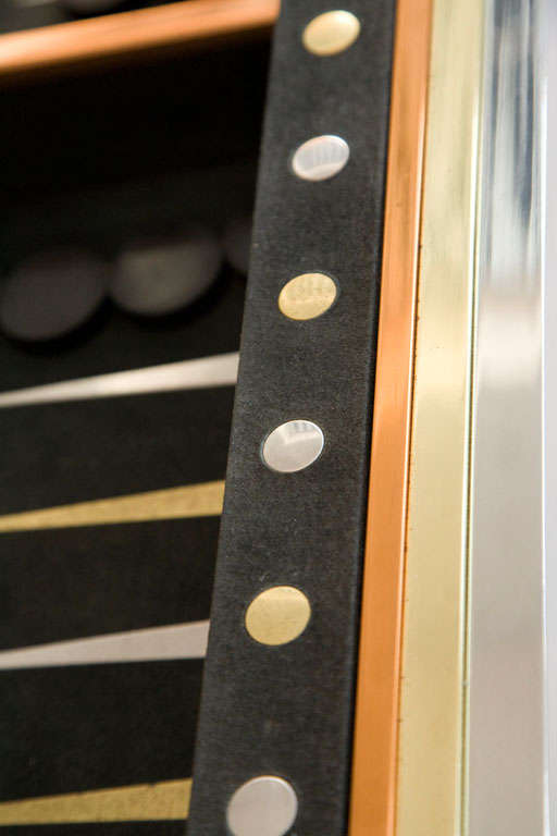 Tri-Metal Backgammon Table by Alain Delon for Maison Jansen 2
