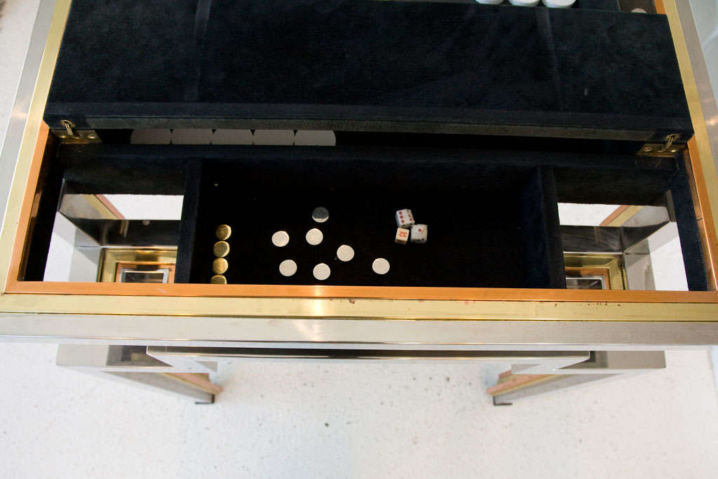 Tri-Metal Backgammon Table by Alain Delon for Maison Jansen 3