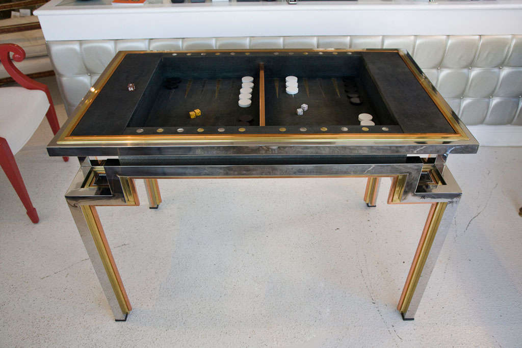 Tri-Metal Backgammon Table by Alain Delon for Maison Jansen 4