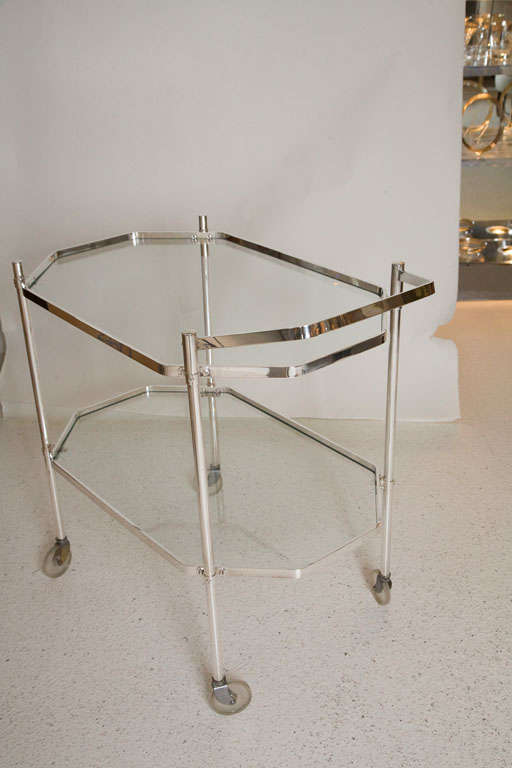 Mid-20th Century Silver Plate and Glass Drinks Trolley
