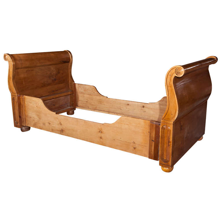 Antique English Pine Sleigh Bed