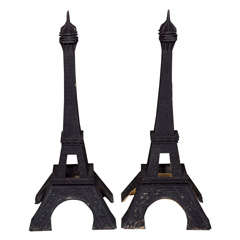 Pair of Great Wood Eiffel Tower Models
