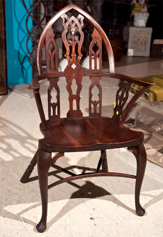 Pair Oak Gothic Chairs
