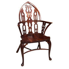 Pair Oak Gothic Chairs