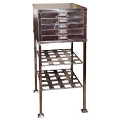 English Polished Steel Filing Cabinet on Stand (reduced from $1, 500)