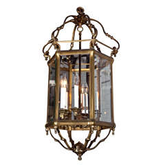 Vintage Handsome Hexagonal Brass Six Light Lantern