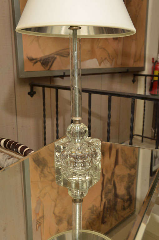 Mid-20th Century Pair of Glass Boudoir Lamps