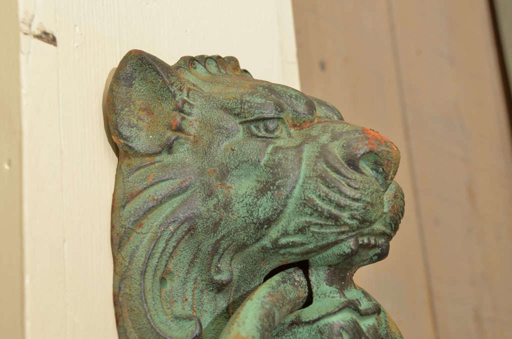 Cast Iron Lion Head Door Knocker with Bronze Patina 1