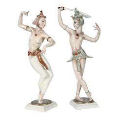 Pair of Porcelain "Siamese Dancers" by Carl Werner