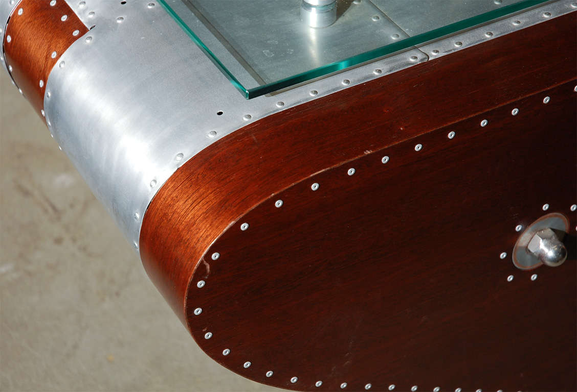 Desk made from an airplane wing