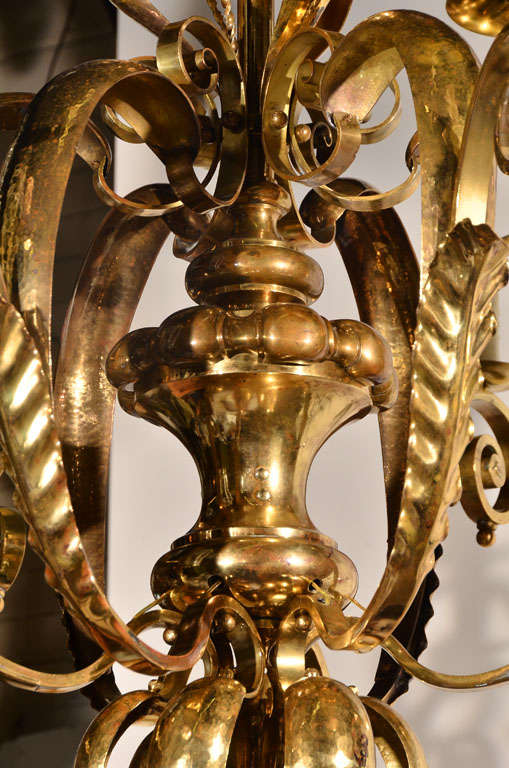 French Brass Chandelier, 1940s For Sale 3