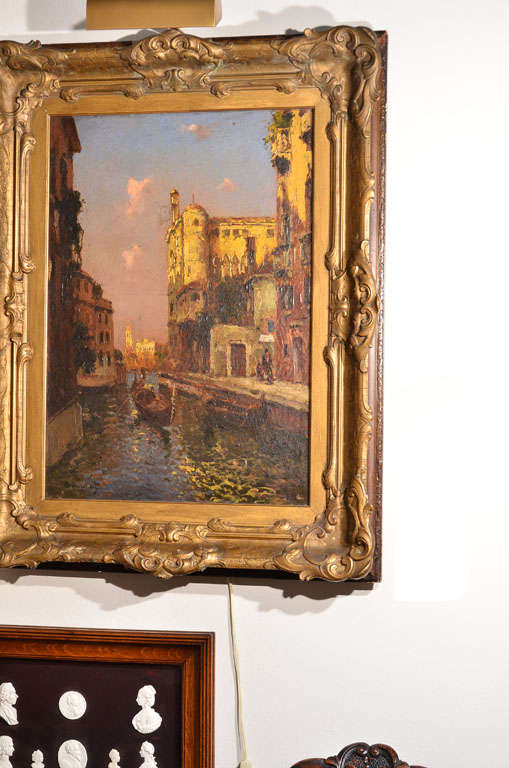 A framed oil on canvas, canal scene from Venice by Albert Duprat (1882-1974)