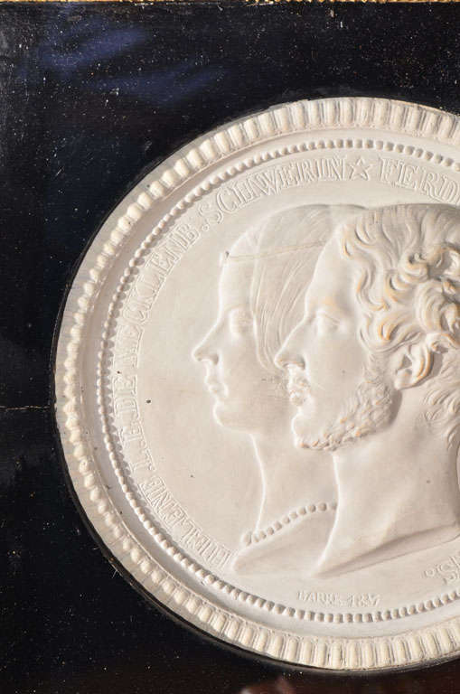 Neoclassical 19th Century Plaster Relief Medallion by Jean J. Barre