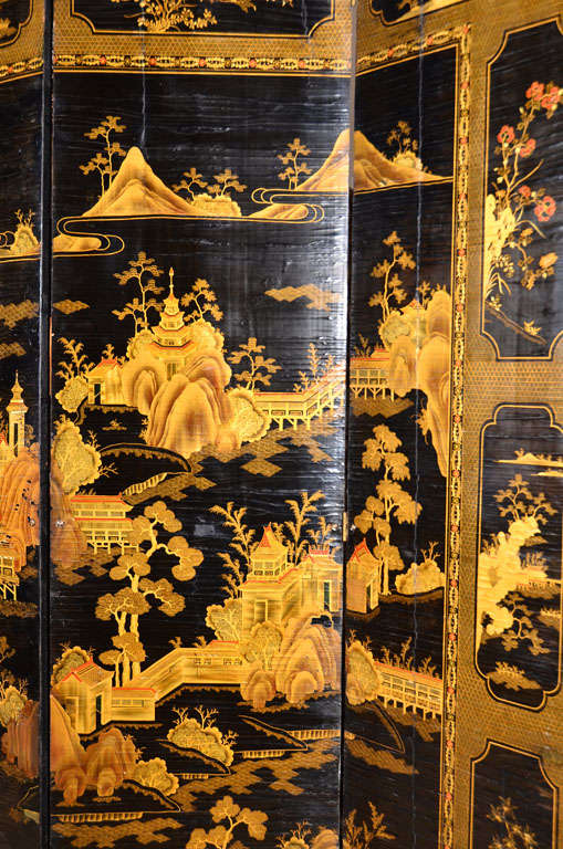 19th Century Large Chinese Eight Panel Screen