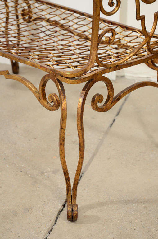 Jean Charles Moreux Gilt Iron Bench In Excellent Condition In New York, NY