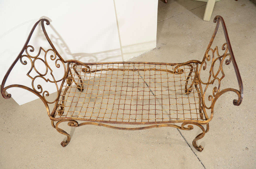 Mid-20th Century Jean Charles Moreux Gilt Iron Bench