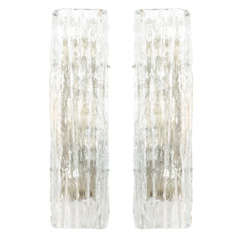 Pair of Kalmar Rectangular Textured Glass Sconces