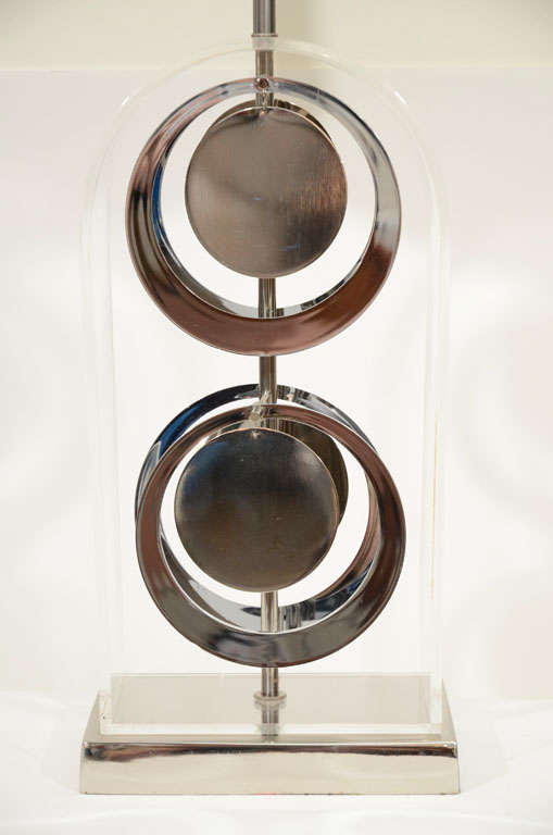 Pair of Chrome and Acrylic Lamps by Laurel 3