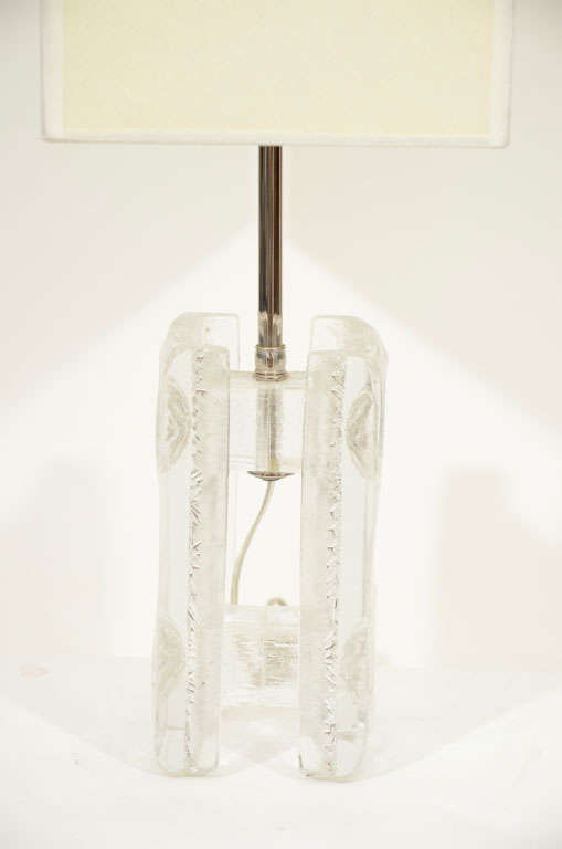 Swedish Pair of Crystal Block Lamps by Pukeberg