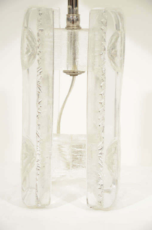 Late 20th Century Pair of Crystal Block Lamps by Pukeberg