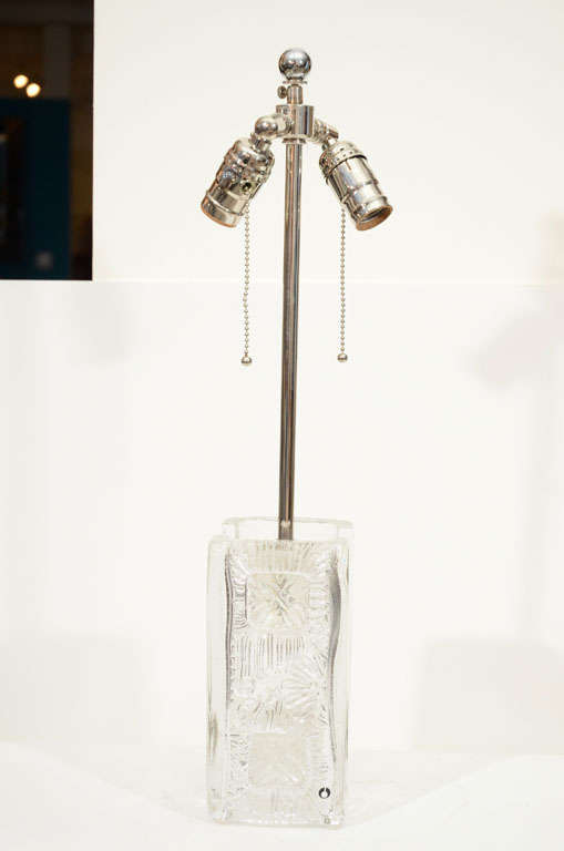 Pair of Crystal Block Lamps by Pukeberg 1
