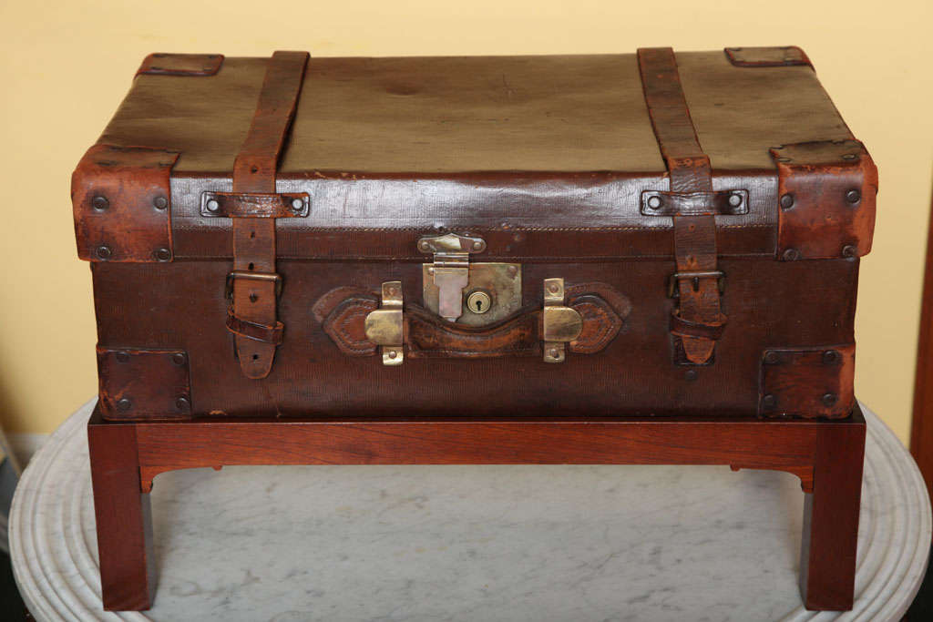 English Leather Trunk On Stand