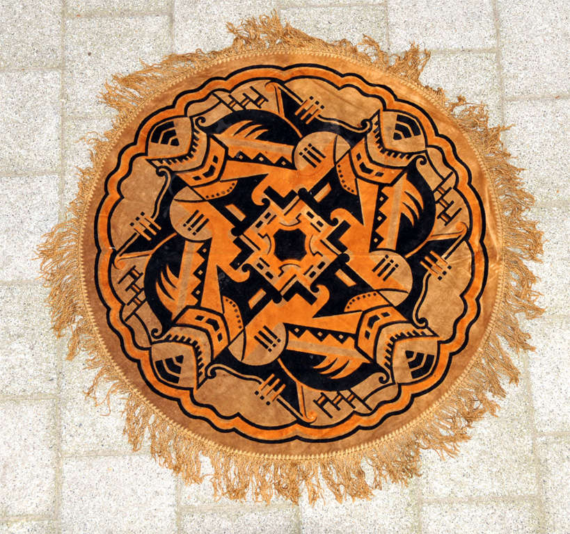 Samtkomposition mit geometrischen Motiven im holländischen Jugendstil im Slaoliestil.