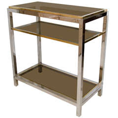 Willy Rizzo Three-Tiered Chrome and Brass Console for Jean Charles, circa 1970s