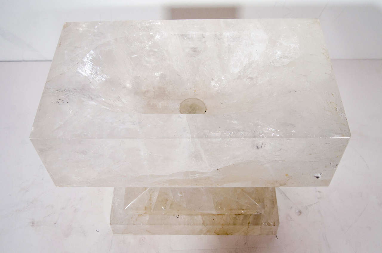 Sculpté à la main Grand centre de table en cristal de roche de style Art Déco en vente
