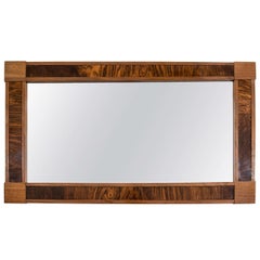 Miroir néoclassique français en noyer et acajou