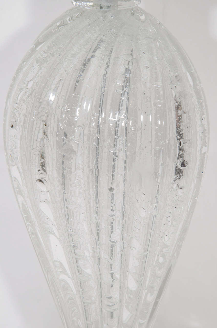 20th Century A Pair of Murano Glass Lamps