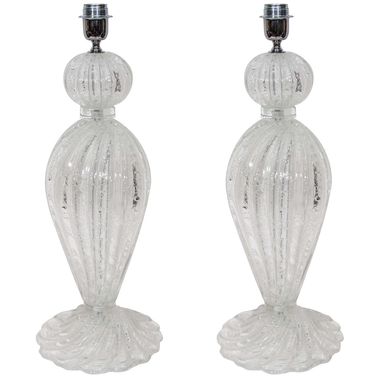 A Pair of Murano Glass Lamps