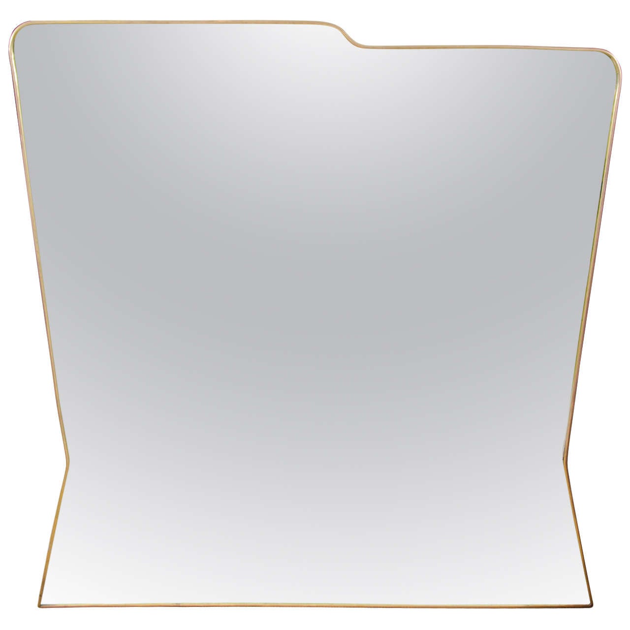 Made to Order Italian Modernist Style Brass Framed Mirror For Sale