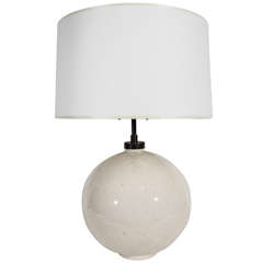 A White Crackled Ceramic Ovoid Table Lamp, French, after Ruhlman
