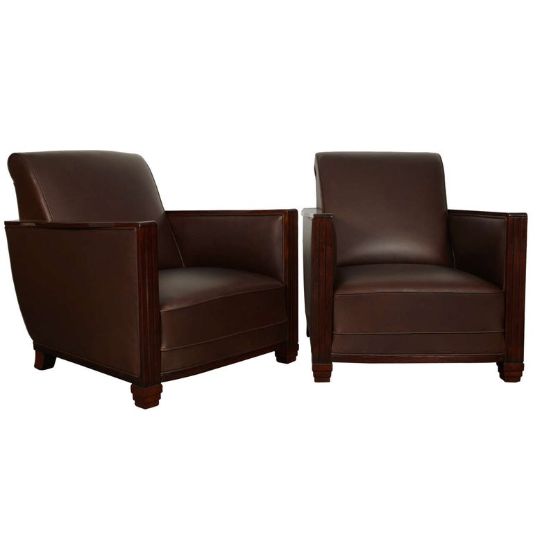 Christian Krass, A Pair of Ebony and Leather Armchairs For Sale