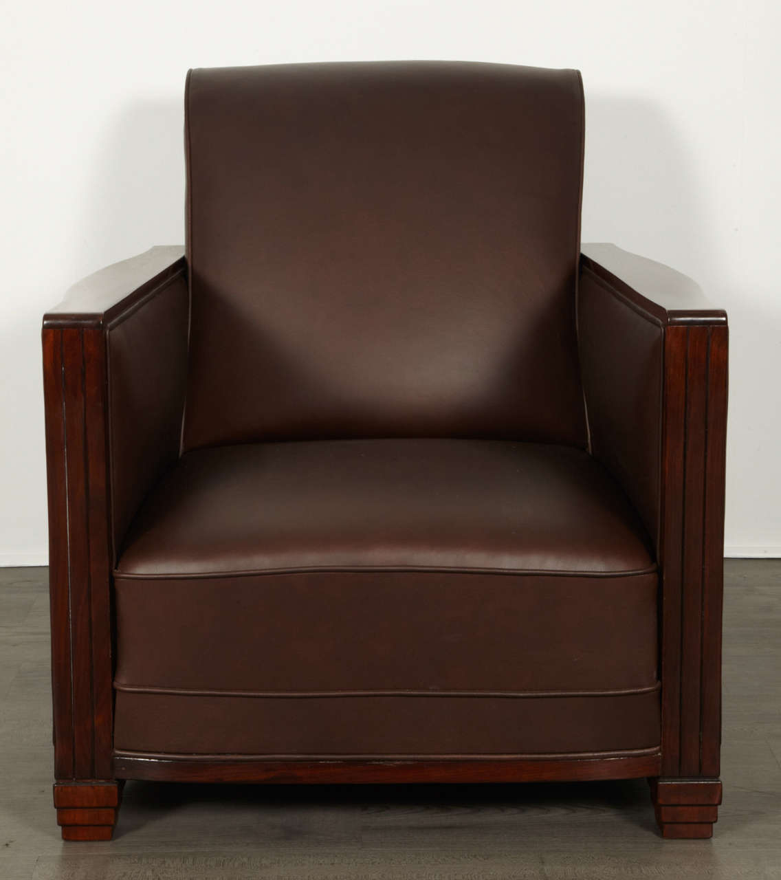 Art Deco Christian Krass, A Pair of Ebony and Leather Armchairs For Sale