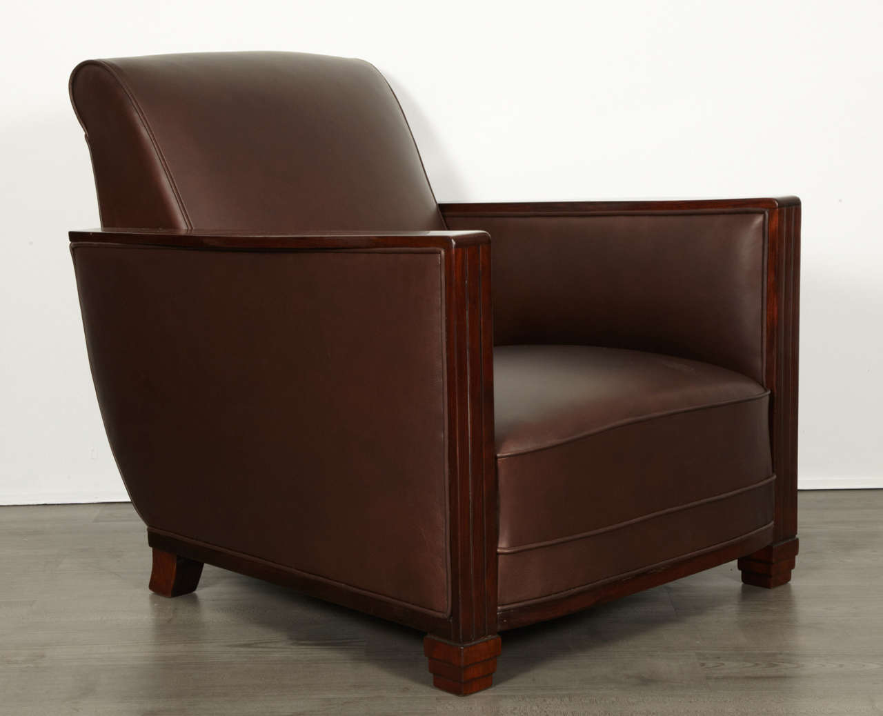 Mid-20th Century Christian Krass, A Pair of Ebony and Leather Armchairs For Sale
