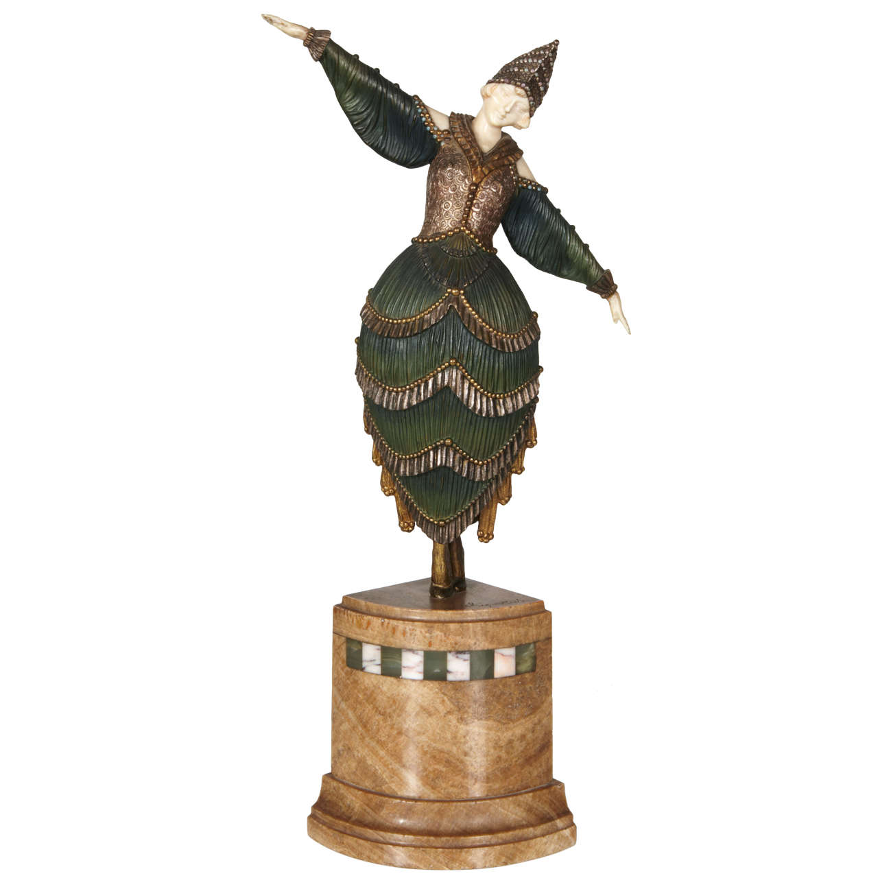 1925 Demetre Chiparus Bronze and Ivory Sculpture, "Carnival"