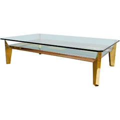 Monumental Stainless Steel And Brass Coffee Table 4