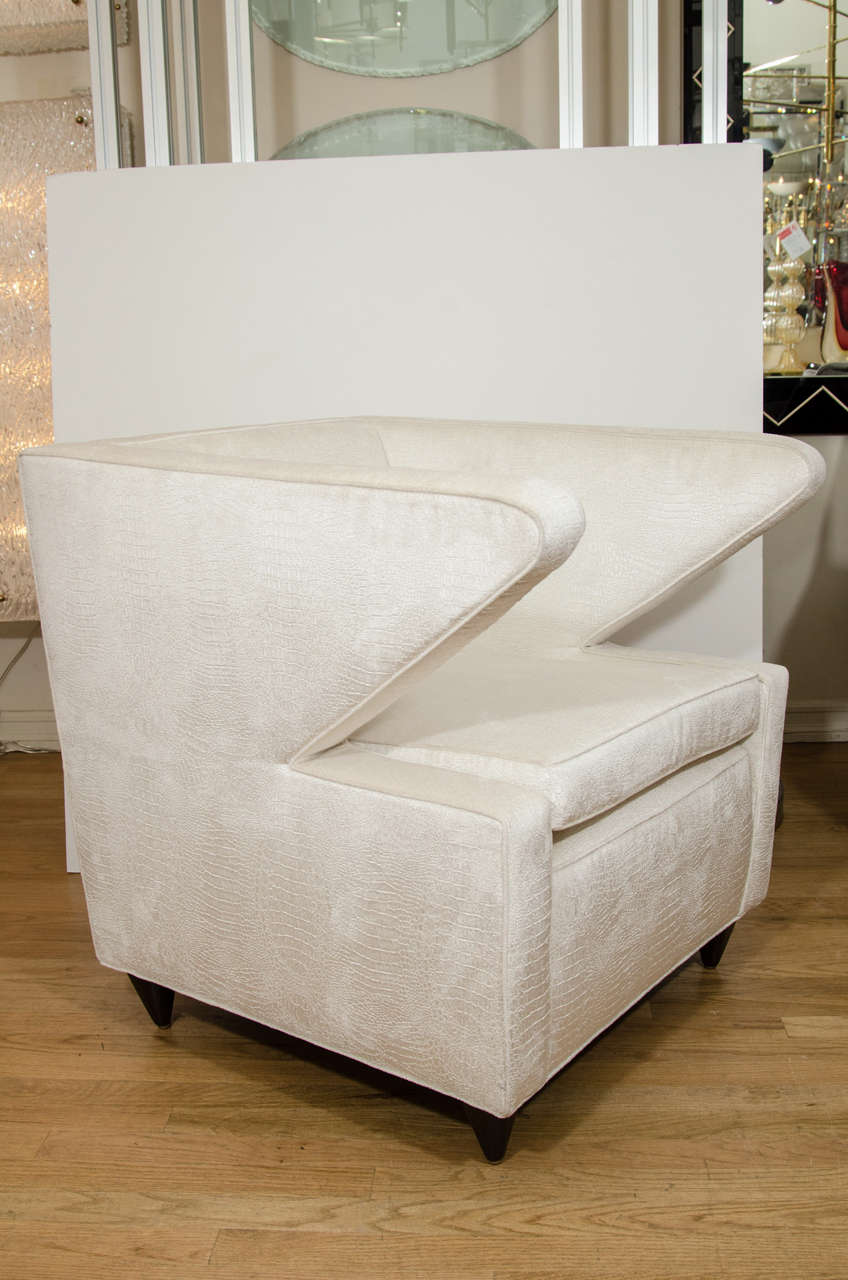 Pair of "Z" Form Upholstered Club Chairs