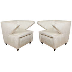 Pair of "Z" Form Upholstered Club Chairs