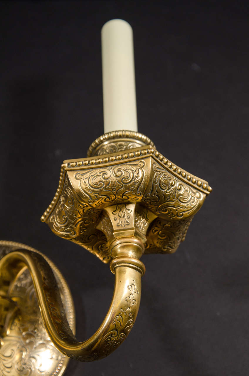 20th Century Gilt Bronze Two Light Sconces By E. F. Caldwell For Sale