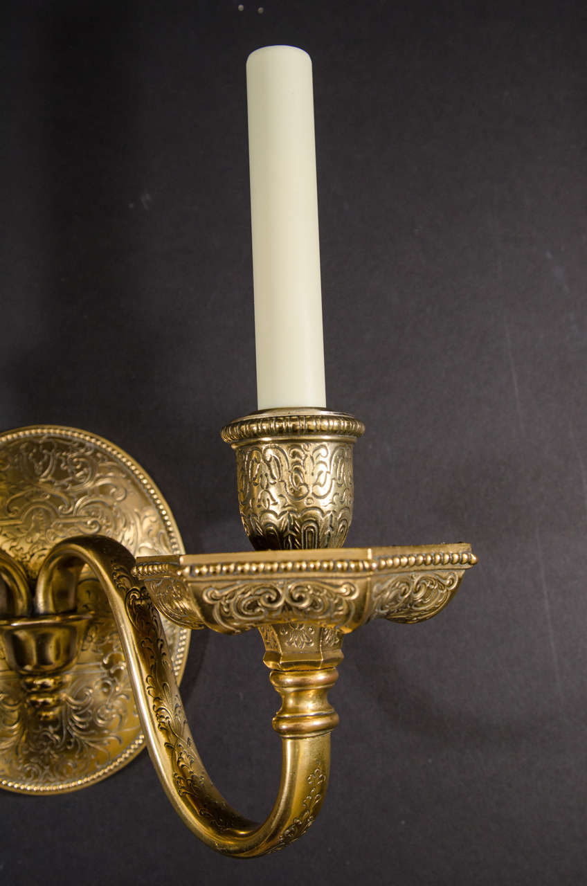 Gilt Bronze Two Light Sconces By E. F. Caldwell For Sale 1