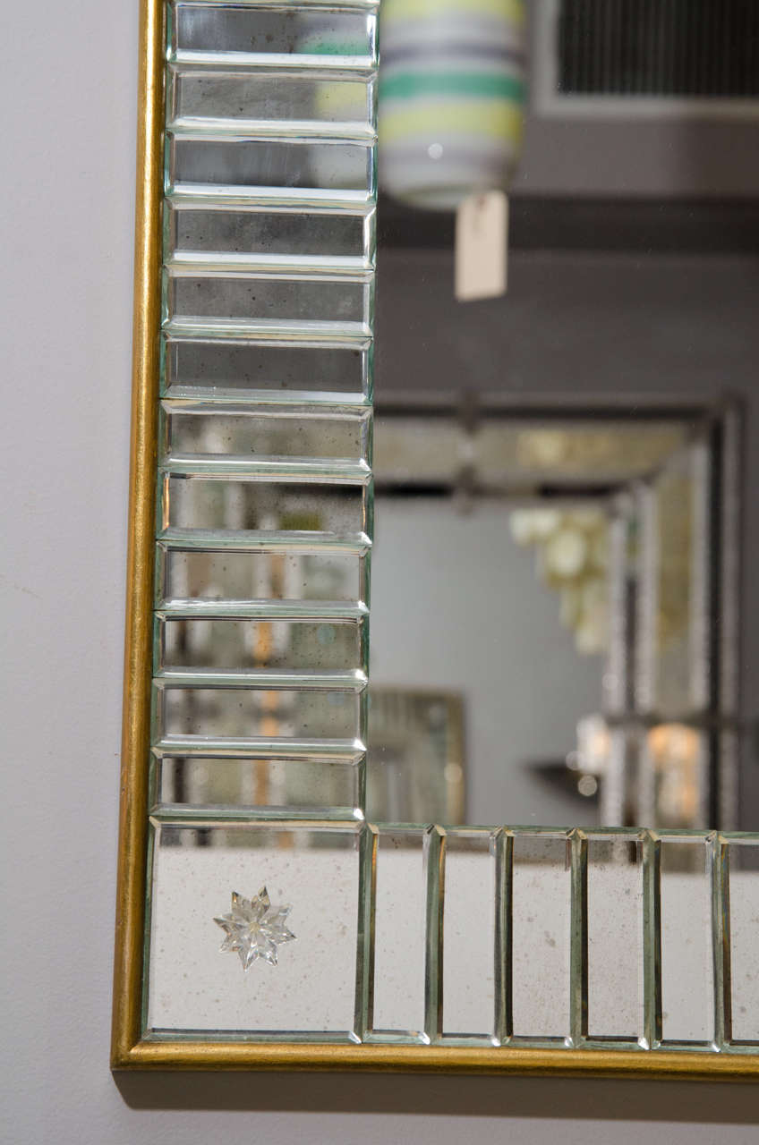 Américain Miroir transparent sur mesure avec baguettes de miroir et cadre à feuilles d'or en vente