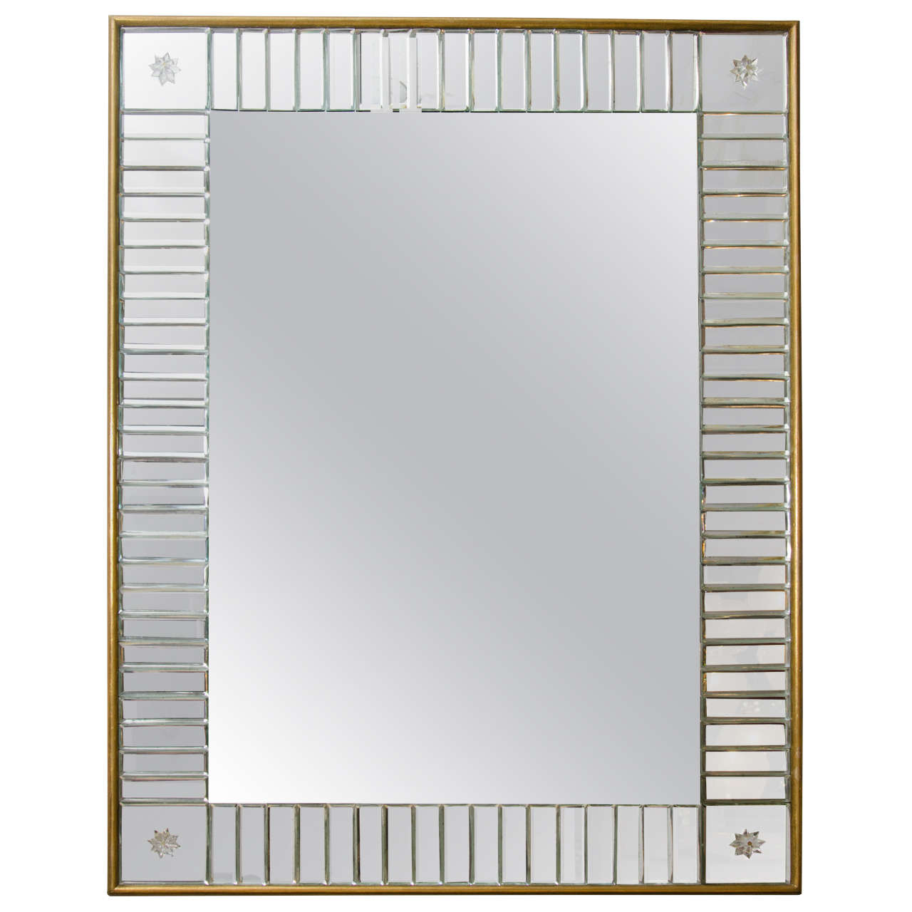 Miroir transparent sur mesure avec baguettes de miroir et cadre à feuilles d'or