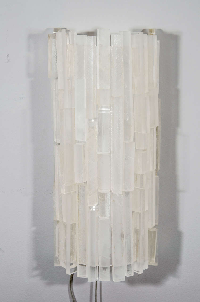 Pair of Custom Lucite Block Sconces For Sale at 1stDibs
